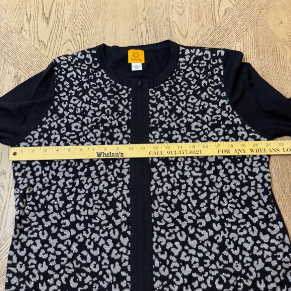 Ruby Rd Women's XL Black Animal Print‎ Zip Front Embellished Cardigan Sweater - Picture 6 of 8